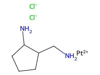 Platinum(2+) chloride--2-(aminomethyl)cyclopentan-1-amine (1/2/1) structure