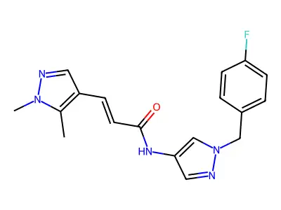 3-(1,5-dimethylpyrazol-4-yl)-N-[1-[(4-fluorophenyl)methyl]pyrazol-4-yl]prop-2-enamide structure