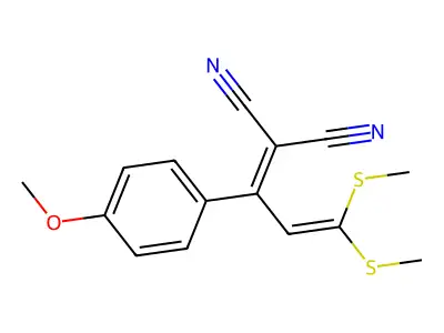 [1-(4-Methoxyphenyl)-3,3-bis(methylsulfanyl)prop-2-en-1-ylidene]propanedinitrile structure