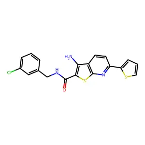3-amino-N-(3-chlorobenzyl)-6-thien-2-ylthieno[2,3-b]pyridine-2-carboxamide structure