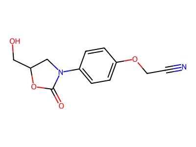 Acetonitrile, (4-(5-(hydroxymethyl)-2-oxo-3-oxazolidinyl)phenoxy)- structure