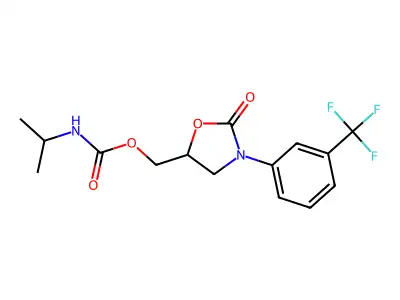 Oxazolidine-2-one, 3-(3-(trifluoromethyl)phenyl)-5-(hydroxymethyl)-, isopropylcarbamate structure