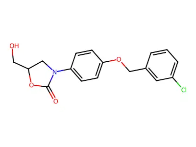 2-Oxazolidinone, 3-(4-((3-chlorophenyl)methoxy)phenyl)-5-(hydroxymethyl)- structure