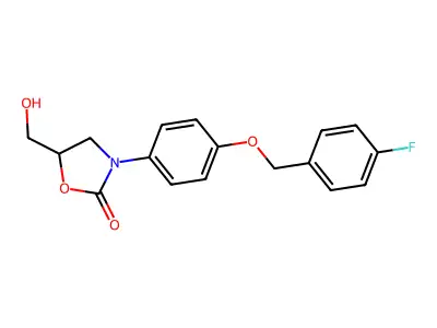 2-Oxazolidinone, 3-(4-((4-fluorophenyl)methoxy)phenyl)-5-(hydroxymethyl)- structure