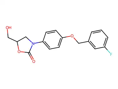 2-Oxazolidinone, 3-(4-((3-fluorophenyl)methoxy)phenyl)-5-(hydroxymethyl)- structure