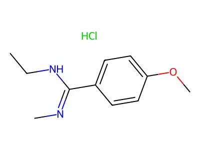 Benzenecarboximidamide, N-ethyl-4-methoxy-N'-methyl-, monohydrochloride structure