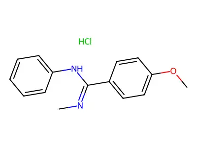 Benzamidine, 4-methoxy-N'-methyl-N-phenyl-, monohydrochloride structure
