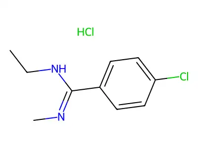 Benzenecarboximidamide, 4-chloro-N-ethyl-N'-methyl-, monohydrochloride structure
