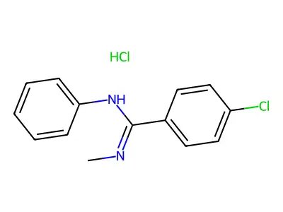 Benzenecarboximidamide, 4-chloro-N'-methyl-N-phenyl-, monohydrochloride structure