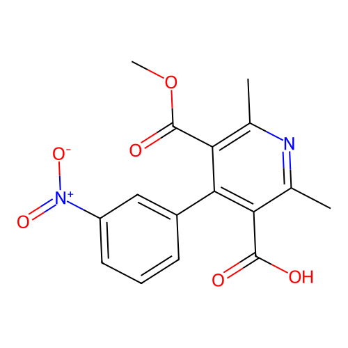 Methyl 2,6-dimethyl-4-(3-nitrophenyl)-3-carboxy-5-pyridinecarboxylate structure