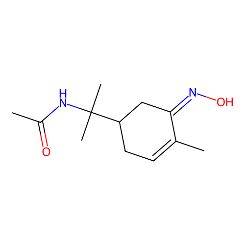 N-[2-[(5Z)-5-hydroxyimino-4-methylcyclohex-3-en-1-yl]propan-2-yl]acetamide structure