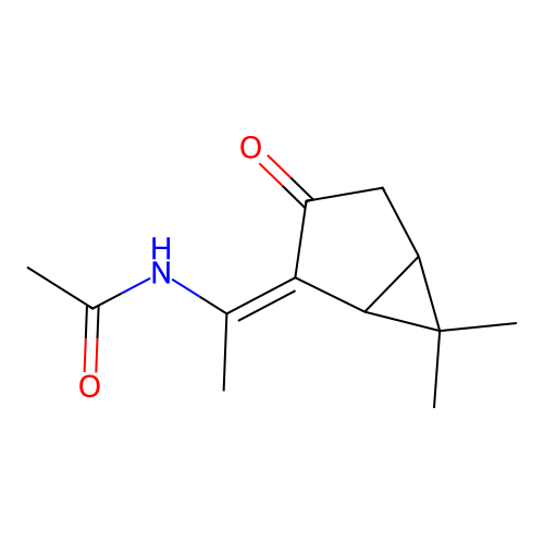 N-[1-(6,6-dimethyl-3-oxobicyclo[3.1.0]hex-2-ylidene)ethyl]acetamide structure