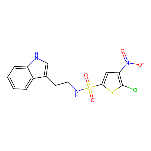 2-Thiophenesulfonamide, 5-chloro-N-[2-(1H-indol-3-yl)ethyl]-4-nitro- structure