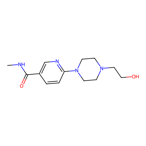 6-[4-(2-hydroxyethyl)-1-piperazinyl]-N-methylnicotinamide structure