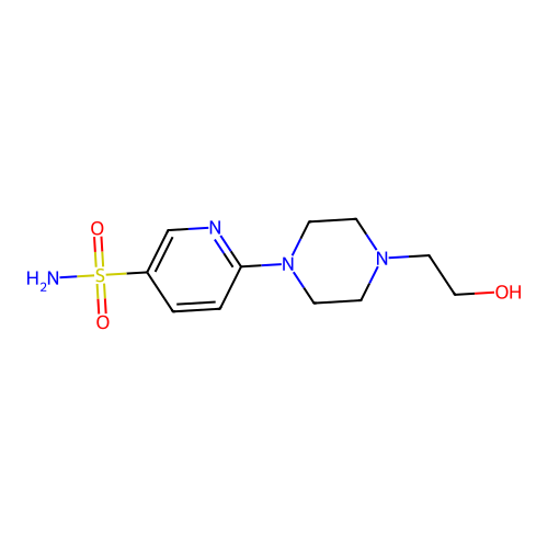6-[4-(2-Hydroxyethyl)-1-piperazinyl]-3-pyridinesulfonamide structure