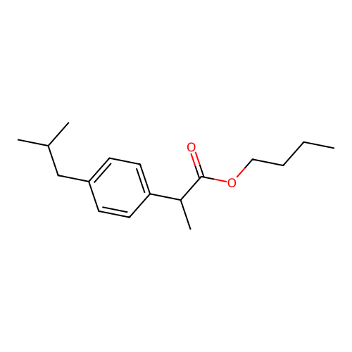 Butyl 2-[4-(2-methylpropyl)phenyl]propanoate structure