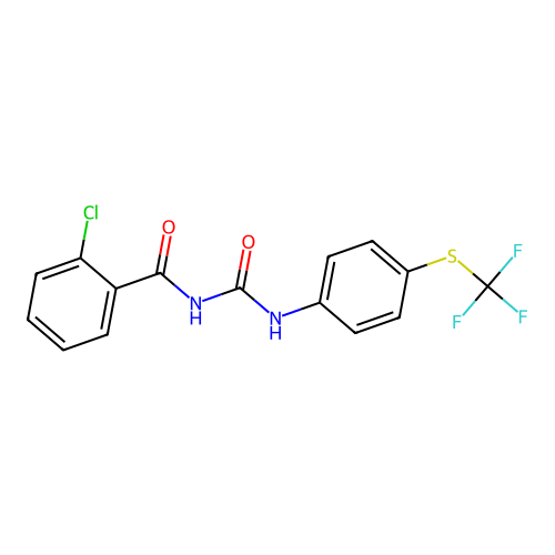 2-chloro-N-((4-((trifluoromethyl)thio)phenyl)carbamoyl)benzamide structure