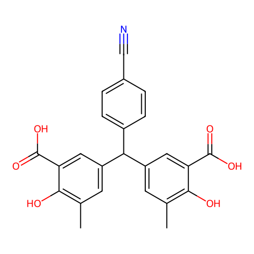 3,3'-((4-Cyanophenyl)methylene)bis(6-hydroxy-5-methylbenzoic acid) structure