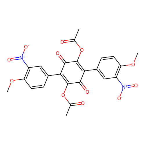 2,5-Bis(3-nitro-4-methoxyphenyl)-3,6-diacetoxy-1,4-benzoquinone structure
