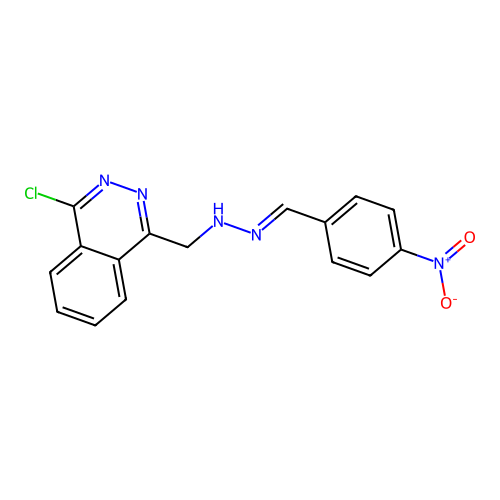 Benzaldehyde, 4-nitro-, (4-chloro-1-phthalazinyl)methylhydrazone structure