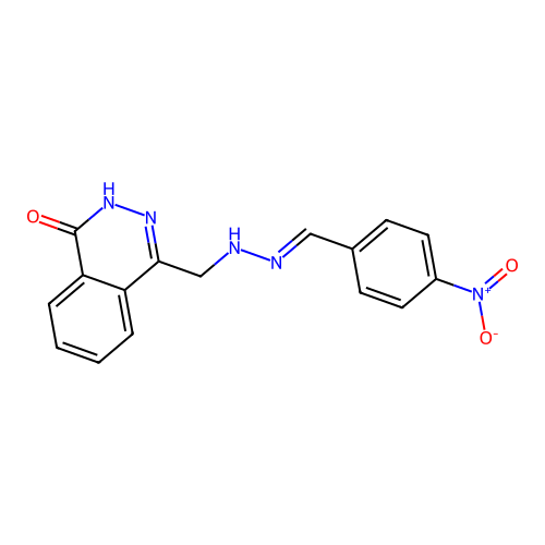 Benzaldehyde, 4-nitro-, (3,4-dihydro-4-oxo-1-phthalazinyl)methylhydrazone structure