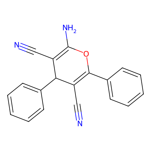 2-amino-4,6-diphenyl-4H-pyran-3,5-dicarbonitrile structure