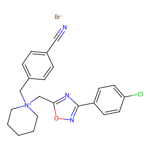 1-([3-(4-CHLOROPHENYL)-1,2,4-OXADIAZOL-5-YL]METHYL)-1-(4-CYANOBENZYL)HEXAHYDROPYRIDINIUMBROMIDE structure