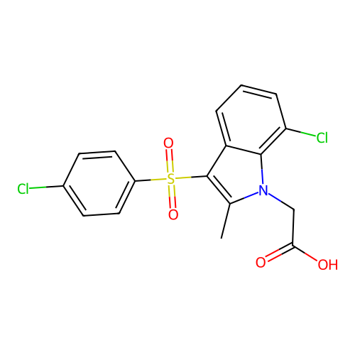 1H-Indole-1-acetic acid, 7-chloro-3-[(4-chlorophenyl)sulfonyl]-2-methyl- structure