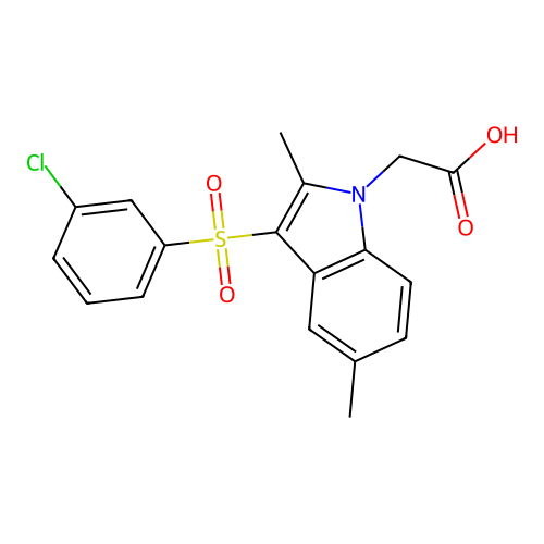 2-[3-(3-Chlorophenyl)sulfonyl-2,5-dimethylindol-1-yl]acetic acid structure