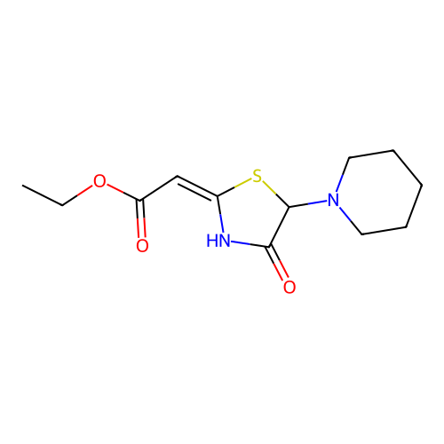 Acetic acid, (4-oxo-5-(1-piperidinyl)-2-thiazoli structure