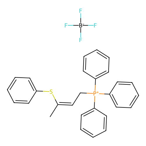 Phosphonium, triphenyl(3-(phenylthio)-2-butenyl)-, (E)-, tetrafluoroborate(1-) structure
