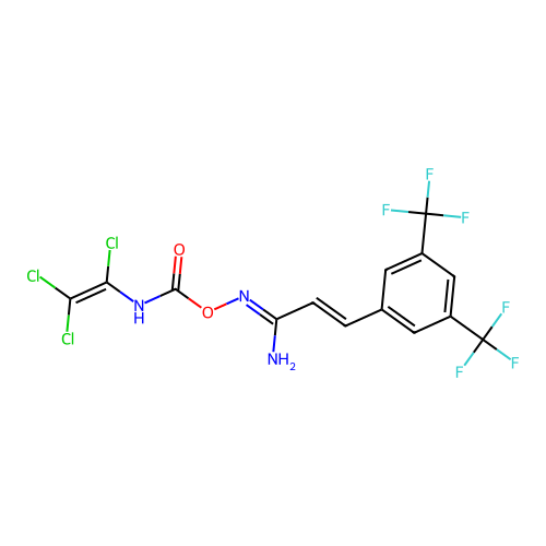 3-[3,5-bis(trifluoromethyl)phenyl]-N'-({[(1,2,2-trichlorovinyl)amino]carbonyl}oxy)prop-2-enimidamide structure