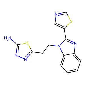5-{2-[2-(1,3-Thiazol-5-yl)-1H-benzimidazol-1-yl]ethyl}-1,3,4-thiadiazol-2-amine structure