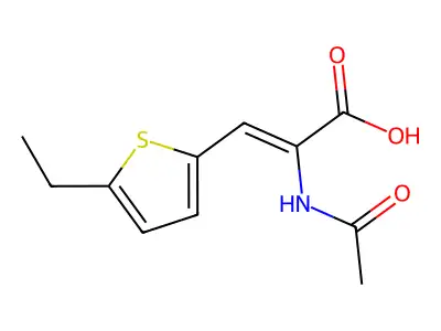 (E)-2-acetamido-3-(5-ethylthiophen-2-yl)prop-2-enoic acid structure