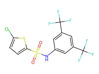 N-[3,5-bis(trifluoromethyl)phenyl]-5-chlorothiophene-2-sulfonamide structure