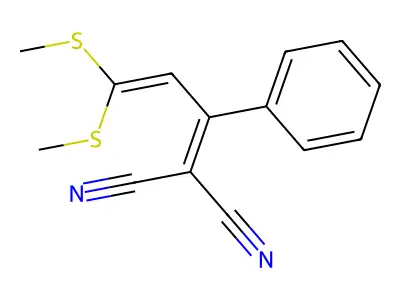 2-(3,3-Bis(methylthio)-1-phenylallylidene)malononitrile structure