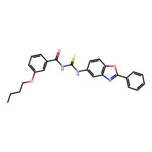 3-butoxy-N-[(2-phenyl-1,3-benzoxazol-5-yl)carbamothioyl]benzamide structure