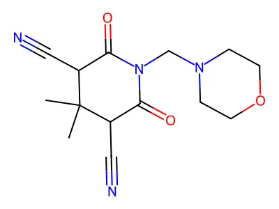 3,5-Piperidinedicarbonitrile, 4,4-dimethyl-2,6-dioxo-1-(4-morpholinylmethyl)- structure