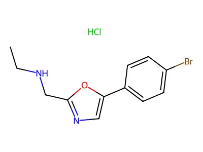 2-Oxazolemethanamine, 5-(4-bromophenyl)-N-ethyl-, monohydrochloride structure