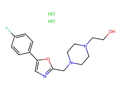 1-Piperazineethanol, 4-((5-(4-fluorophenyl)-2-oxazolyl)methyl)-, dihydrochloride structure