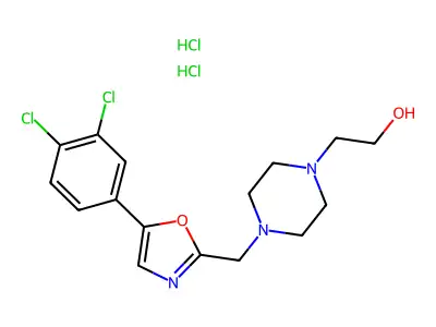 1-Piperazineethanol, 4-((5-(3,4-dichlorophenyl)-2-oxazolyl)methyl)-, dihydrochloride structure