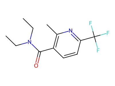 N,N-diethyl-2-methyl-6-(trifluoromethyl)nicotinamide structure
