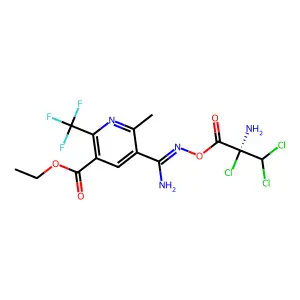 ethyl 5-(amino{[(2,3,3-trichloroallanoyl)oxy]imino}methyl)-6-methyl-2-(trifluoromethyl)nicotinate structure