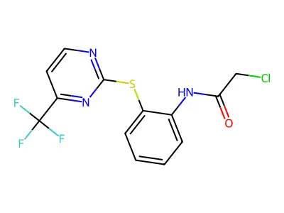 2-chloro-N-(2-{[4-(trifluoromethyl)pyrimidin-2-yl]thio}phenyl)acetamide structure