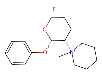 1-Methyl-1-(2-phenoxyoxan-3-yl)piperidin-1-ium iodide structure