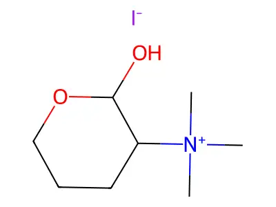 2H-Pyran-3-aminium, tetrahydro-2-hydroxy-N,N,N-trimethyl-, iodide structure
