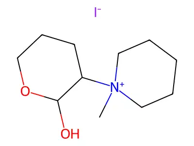 1-(2-Hydroxyoxan-3-yl)-1-methylpiperidin-1-ium iodide structure