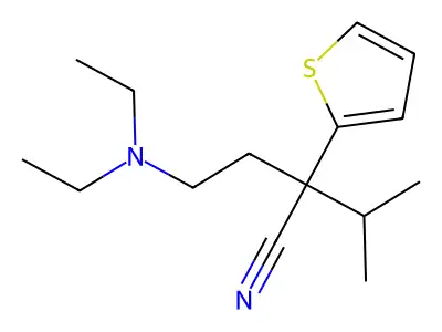 2-Thiopheneacetonitrile, alpha-(2-(diethylamino)ethyl)-alpha-(1-methylethyl)- structure