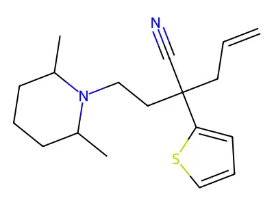 1-Piperidinebutyronitrile, 2,6-dimethyl-alpha-2-propenyl-alpha-2-thienyl- structure