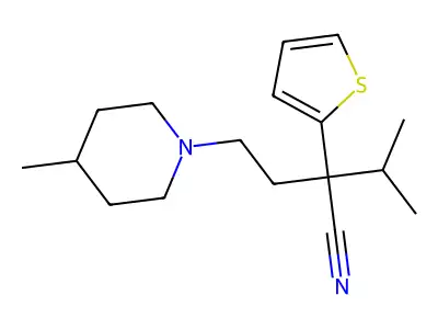 1-Piperidinebutyronitrile, 4-methyl-alpha-(1-methylethyl)-alpha-2-thienyl- structure